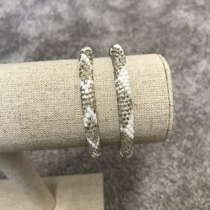 White and grey beaded bracelets
